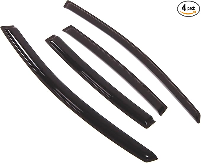 Outside Mount Window Vent Visors Rain Guards Compatible with Nissan Sentra Sedan 2007-2012 | Side Window Wind Deflectors Rain Shields | Black Tinted, 4 Pcs Set, BGWV-356RM