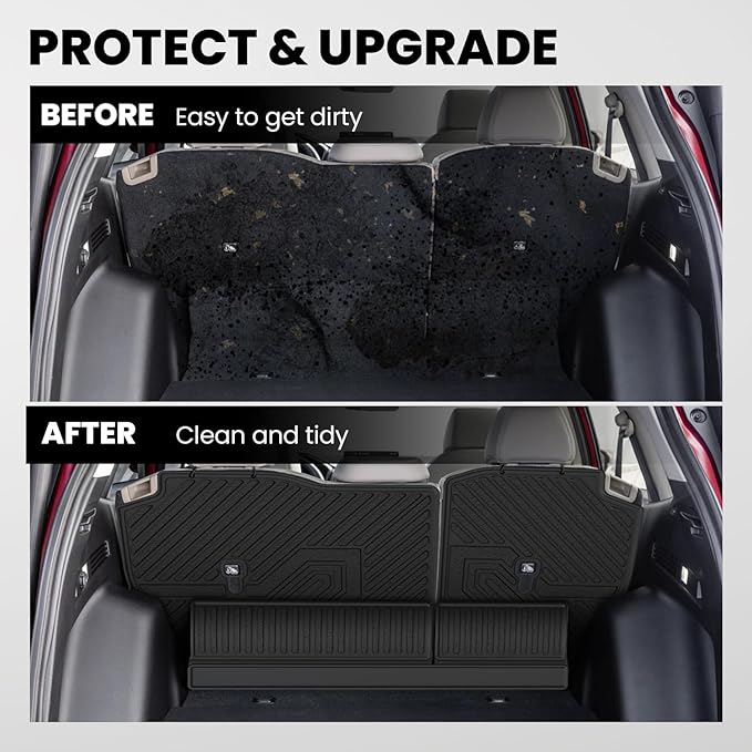 Full Set Floor Mats for Honda CR-V 2026 2025 2024 2023 (Gasoline & Hybrid & e:FCEV), All Weather TPE Custom Fit Floor Liners 1st & 2nd Row & Seat Back Mat & Cargo Mat (Upper Position)
