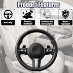 3PCS/Set Car Steering Wheel Cover, Leather Segmented Anti-Slip Automotive Wheel Protector, Soft Breathable Vehicle Steering Protection Covers, Universal Interior Accessories (Black)