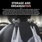 2PCS Bling Bow Car Seat Headrest Hooks, S Type Cute Bow Car Seat Back Hanger Storage for Purses Bags Grocery, Crystal Rhinestone Vehicle Rear Seats Organizer, Universal for Most Cars (Pink)