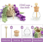 Crochet Car Air Freshener, 15ml Empty Refillable Oil Diffuser Bottle with Crochet Violet Hanging Plant for Car Rearview Mirror Decor, Handmade Home&Office Decor