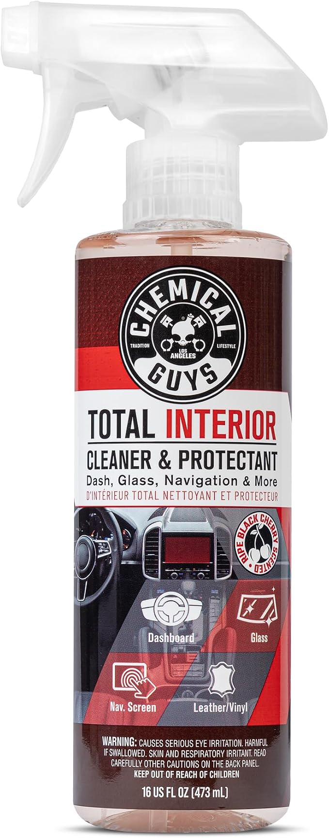 Total Interior Cleaner & Protectant - Black Cherry, Car Cleaning Spray, Cleans and Protects Leather, Vinyl, Plastic, Rubber, and Glass, Safe for Trucks, SUVs, Jeeps, RVs & More - 16 oz
