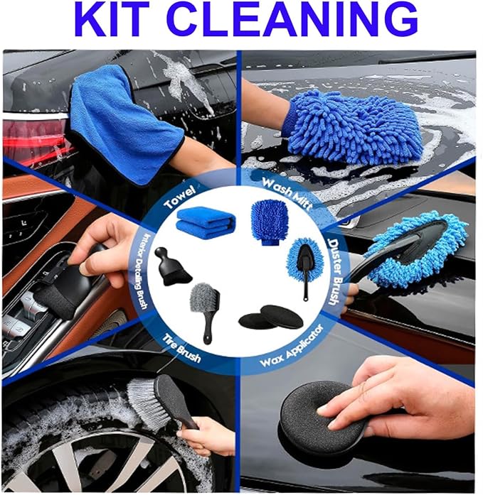 42Pcs Car Detailing Kit, Car Detailing Brush Set, Car Wash Cleaning Kit, Car Detailing Brushes, Professional Car Care Kit for Interior Exterior Wheels, Blue (42)