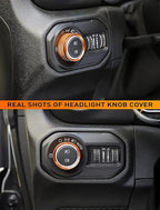 HVAC Climate Control Panel Knob Trim Kit & Light Control Switch Cover, Air Conditioner Knob Aluminum Alloy Ring for 2018-2025 Jeep Wrangler JL JLU & Gladiator JT, Interior Accessories,Orange
