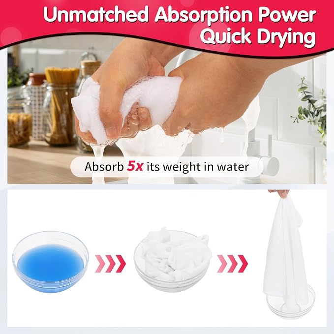 White Microfiber Cleaning Cloth -Pack of 12, Highly Absorbent Cleaning Rags, 16"X12" All Purpose Cleaning Towels for Housekeeping, Kitchen, Car, Lint Free and Reusable Microfiber Towels