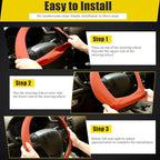 JDDRY Car Steering Wheel Cover,Silicone Steering Wheel Protector, AutomotiveSteering Wheel Protective Cover,Universal Fit(Orange,1PC)