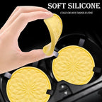 4 Pack Silicone Car Cup Holder Coaster – 2.75 Inch Non-Slip Drink Mat, Universal Fit for Most Vehicles – Cute & Functional Auto Accessories (Yellow)