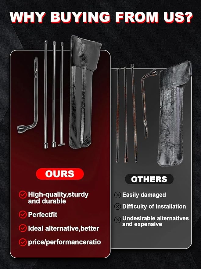 Spare Tire Tool Kit with Spare Tire Jack Handle and Wheel Lug Wrench Compatible with 2005-2019 Frontier, 2004-2019 Titan, 1996-2019 Pathfinder, 2005-2015 Amanda Xterra Spare Tire Removal Tool Kit