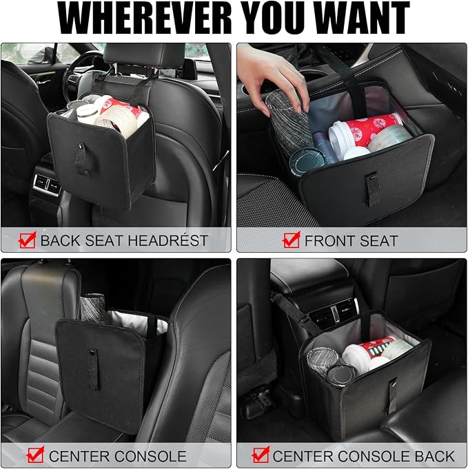 Foldable Trash Can, Collapsible Garbage Bag for Car, Hanging Waterproof Leakproof Storage Bag, Automotive Interior Accessories, Multifunctional (2 Gallon)