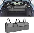 Car Trunk Organizer, Waterproof Collapsible Cargo Bag with 4 Pockets,Backseat Hanging Large Storage with Adjustable Straps, Sturdy Space Saver Frees Trunk Floor for SUV, Truck (Gray)