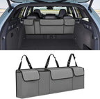 Car Trunk Organizer, Waterproof Collapsible Cargo Bag with 4 Pockets,Backseat Hanging Large Storage with Adjustable Straps, Sturdy Space Saver Frees Trunk Floor for SUV, Truck (Gray)
