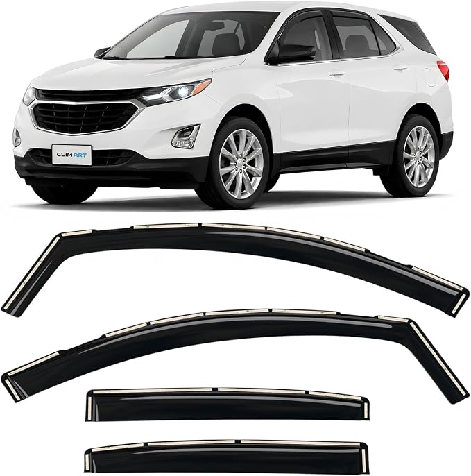 in-Channel Incredibly Durable Rain Guards for Chevrolet Chevy Equinox 2018-2024, Vent Window Visors, Car Accessories, Vent Deflector, Original Window Deflectors, 4 pcs - 618258