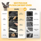 Dog Car Seat Cover for Back Seat, PU Leather Hard Bottom Back Seat Extender, Holds 400lbs, Waterproof Anti-Scratch Dog Hammock, Pet Seat Protector for Car, SUV & Small Truck