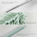 2 PCS Car Interior Duster with Extension Pole, Stretchable Chenille Vehicle Dusters with Bendable Head, Scratch Free Dusters Soft Cleaning Tool for Car Exterior & Interior (Light Green)