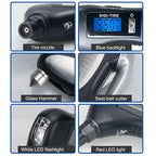 Digital Tire Pressure Gauge 150 PSI – 5-in-1 Emergency Tool for Cars, Trucks & Bikes – Includes Seatbelt Cutter, Window Breaker, LED Flashlight & Red Safety Light - 1 Pack