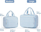 Travel Toiletry Bag for Women Large Hanging Makeup Bag Organizer Toiletries Bag for Full Size Essentials Accessories Cosmetics (Blue Flower Buds (Large))