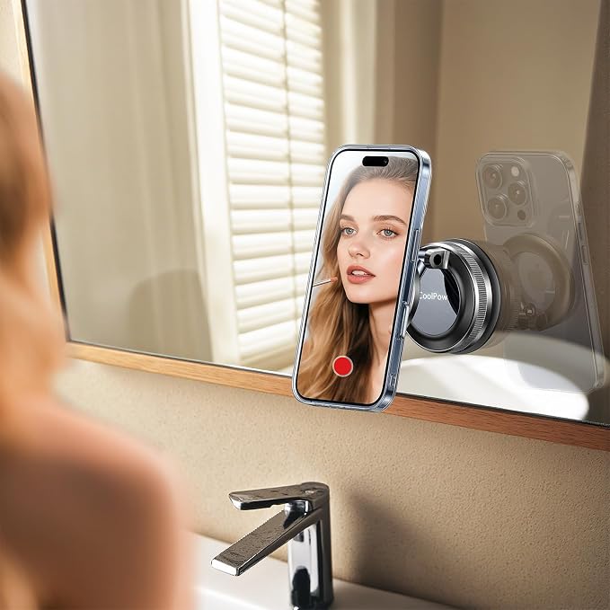 【Newest Vacuum Magnetic Phone Holder for Car Phone Holder Mount【Movable Vacuum Suction】Magsafe Car Mount Cell Phone Holders for Your Car Accessories for Women Men for iPhone 17 16-Carbon Fiber