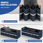 Car Trunk Organizer, Car Storage Organizer, Collapsible Multi Compartment for Car, Suv, Sedan, Truck, 100L, Extra Larger (Blue, 100L)