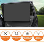 Car Window Sun Shades, Universal Interior Accessories - Double-Sided Black (4pcs)