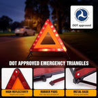 Warning Triangle, Emergency Warning Triangles for Vehicles, Reflective Triangle, Emergency Warning Reflector Safety Triangle Kit with Carry Case, 3-Pack