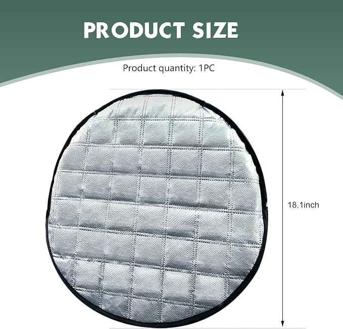 Car Steering Wheel Sunshade, 16.93" Anti-Heat Steering Wheel Protector, 3-Layer Thickened Design, Aluminum Film Car Sun & Heat Block Cover, Universal for Most Cars (Silver)