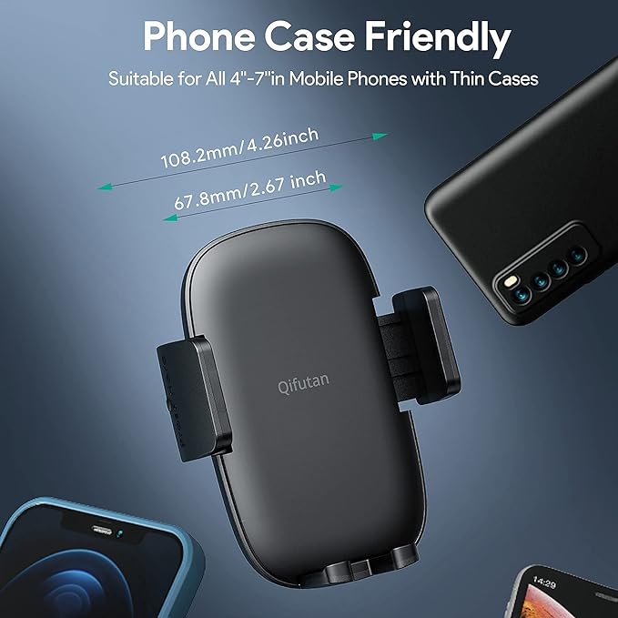 Cell Phone Holder for Car Phone Mount Long Arm Dashboard Windshield Car Phone Holder Anti-Shake Stabilizer Phone Car Holder Compatible with All Phone Android Smartphone, Black