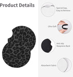 Black Leopard Print Steering Wheel Cover Cheetah Print 2 Car Cup Coasters | Anti-slip Universal Breathable 14 - 15-InFor Women Men Black Animal Steering Wheel Cover For Women