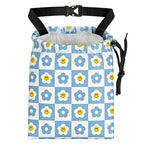 Checkered Smiling Daisy Car Trash Bag - Waterproof Car Trash Bag Hanging Leakproof Car Garbage Bag - Washable Reusable Trash Bag For Car Interior Hanging Organizer Storage Vehicle Travelling Camping