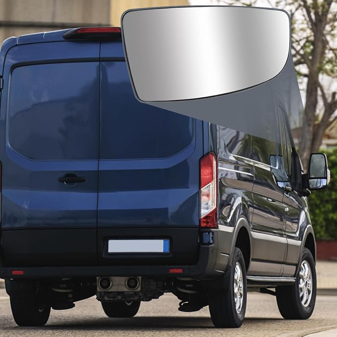 Passenger Right Side Lower Mirror Glass Replacement for Ford Transit 150 250 350 MK8 2014 2015 2016 2017 2018 2019 2020 2021 2022 2023 with Plate