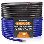 8 Gauge Wire (50Ft) Copper Clad Aluminum CAA - Primary Automotive, Car Amplifier Power and Ground Cable, Battery Cable, Audio Speaker Stereo, RV Trailer Wiring