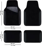Waterproof Universal Fit Car Floor Mats, Faux Leather Car Carpet Mats, Black Car Mats with Anti-Slip Nibbs Backing & Driver Heel Pad Fit for SUV,Vans,sedans, Trucks,Set of 4pcs(All Black)