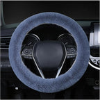 Fuzzy Steering Wheel Cover, 15 inch Soft Wool Fur Steering Wheel Protector, Fluffy Wheel Covers for Winter Warm, Car Interior Decoration Accessories for Women Men (Grey)
