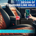 Universal PU Leather Car Seat Gap Filler Organizer with Cup Holder | Center Console Multi-Purpose Essentials Organizer with Phone, Keys, Card Storage Bag, Gifts for Car SUV Truck Owners