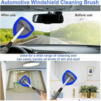 Windshield Cleaning Tool with Extendable Handle, Car Interior Window Cleaner Kit with 4 Reusable Microfiber Pads, Inside Windshield Cleaner for Auto & Home Glass