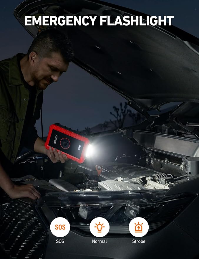 S8 Air Jump Starter with Air Compressor,3000A Peak Car Battery Jump Starter Portable (9.0 Gas/6.5L Diesel) with 150PSI Cordless Auto-Shutoff Tire Inflator, 12V Battery Charger Booster(Red)
