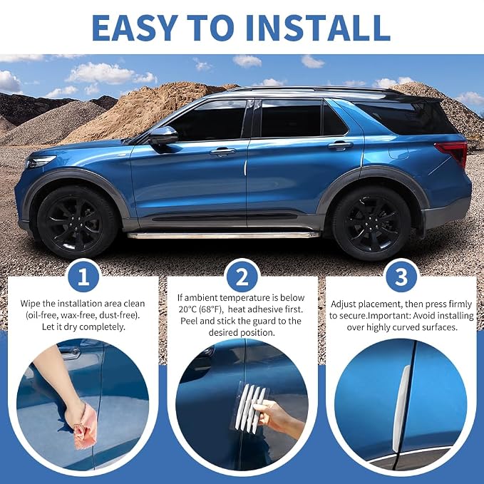 4PCS Car Door Edge Guards Universal 3D Carbon Fiber Texture Anti-Collision Scratch Protector Strips Flexible Silicone Trim with Nano Adhesive for Sedan SUV Truck White