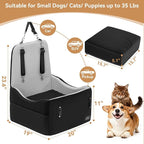 Dog Car Seat for Small/Medium Dogs Up to 35 lbs – Patented Safety System, 5" Memory Foam Pet Booster Car Seat, Fully Detachable and Washable Dog Carseat with 2 Storage Pockets (Black & Grey)