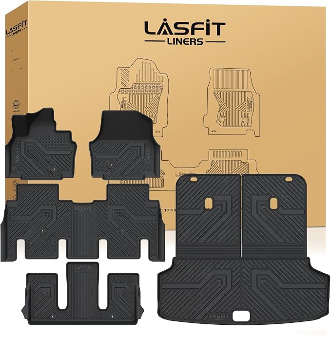 Floor Mats & Cargo Mats for KIA EV9 2026 2025 2024 (Only for 6-Seats,Not Fit Relaxation Chairs & 7-Seats),All Weather TPE Custom Fit Kia EV9 2024-2026 Full Set Car Accessories Floor Liners