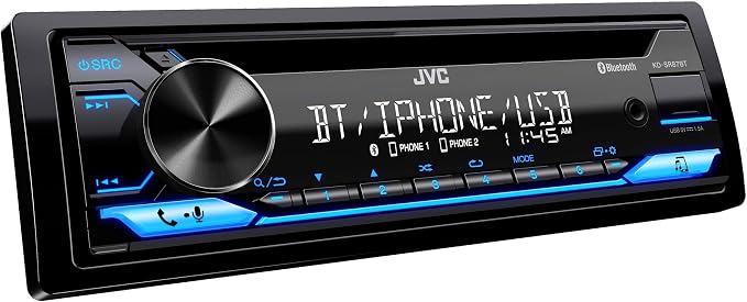 KD-SR87BT Single DIN Car Stereo with CD Player & Bluetooth, 200W Digital Stereo Receiver, Dual Phone Connection, 13-Band EQ, AM/FM Radio, 1.5A USB & AUX, High Contrast LCD, Spotify Control