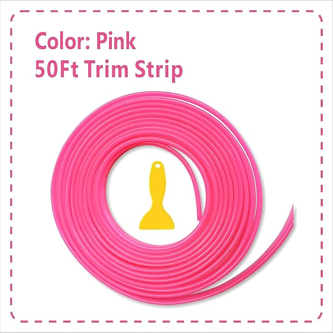 TIKUN TECH Pink Car Interior Decorative Molding Door Panel Dashboard Gap Trim Strip (50Ft)