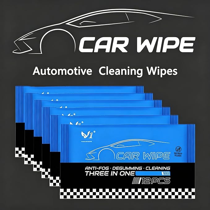 72 Count Car Wipes Interior Cleaning, Car Interior Cleaner Wipes for Dashboard, Leather Seats, Steering Wheel & Upholstery, 6 Packs Travel Size, Multi-Surface Car Interior Cleaning Supplies