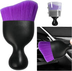 Car Detailing Brush, Curved Soft Bristles Auto Removal Dust Collectors, Universal Vehicle Dashboard, Air Conditioner Vents etc Interior Cleaning Tool Accessory (Pure Purple)
