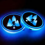 2Pcs Tree Sasquatch LED Car Cup Holder Coasters 7 Colors Lights Up Cups | with USB Charging of Car Accessories for SUV Trucks Sedans, Waterproof Interior Atmosphere Lamp, Savage Gifts for Women Men
