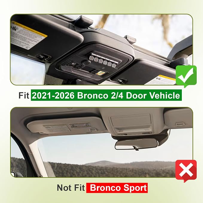 HGWEI Sunglasses Holder Compatible with 2021-2026 Ford Bronco 2/4 Door Interior Accessories, Mounted Sun Visor Organizer and Card Storage Box 1 Pack Black (Not Fit Bronco Sport)