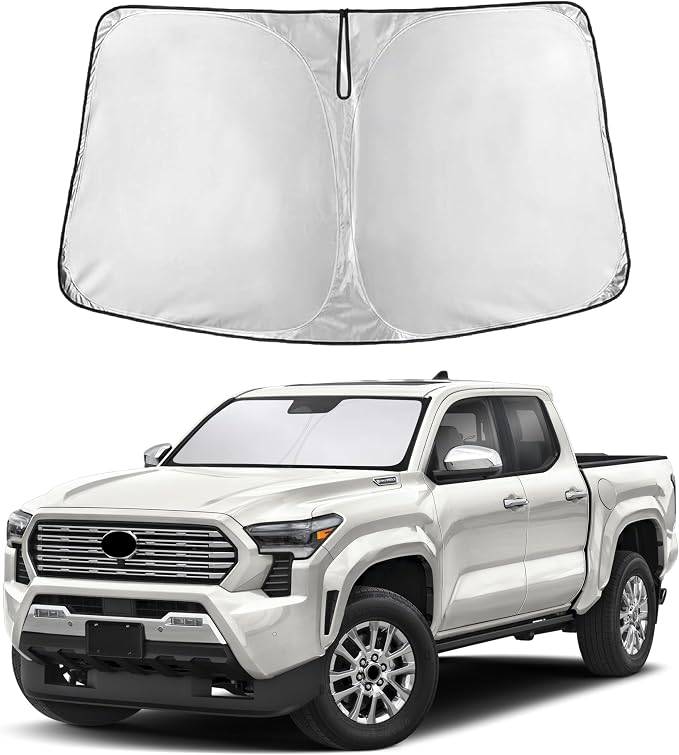 Windshield Sunshade Compatible for Toyota Tacoma 2024 2025 2026, Sun Visor for Front Windshield & Window Sun Shade Cover, UV Heat Blocker & Protector, Car Accessories