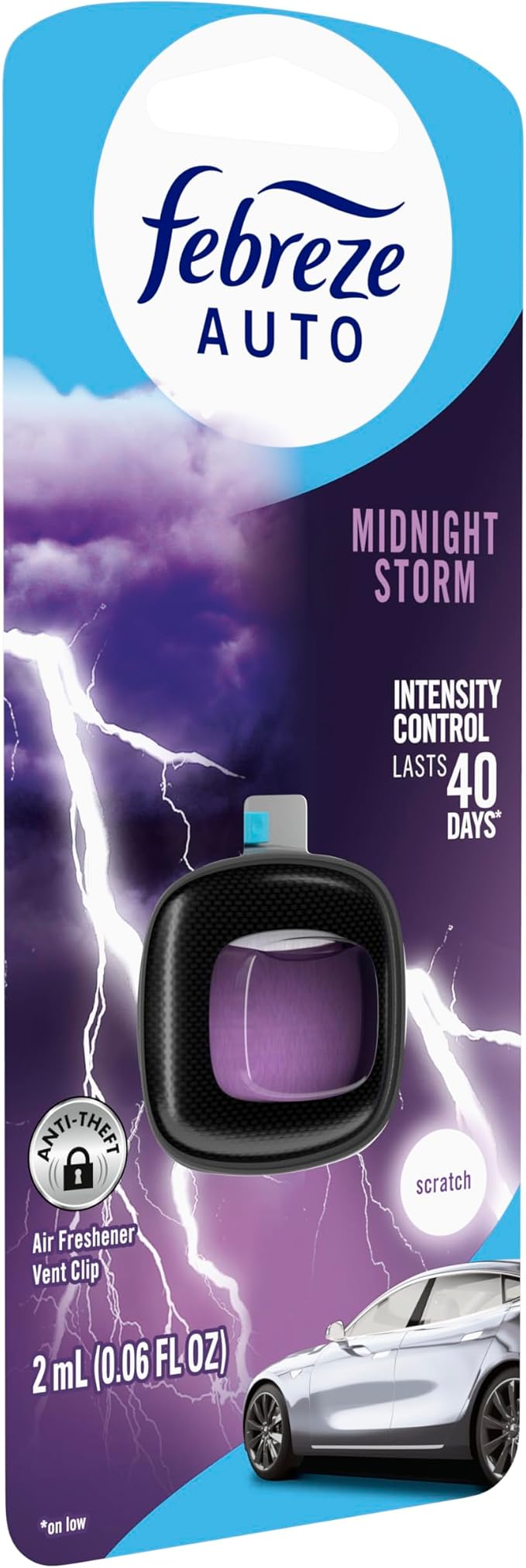 AUTO Air Freshener, Odor-Fighting Automotive Vent Clip, Midnight Storm Scent, 8 Count