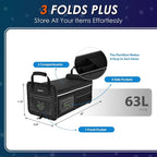 63L Car Trunk Organizer for SUVs & Small/Midsize Cars - Fluorescent Design, Waterproof, Collapsible with Adjustable Straps (Black-M004)