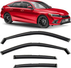 Voron Glass in-Channel Extra Durable Rain Guards for Honda Civic 2022-2026 Sedan, Window Deflectors, Vent Window Visors, 4 Pieces - 201242