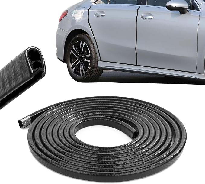 16.4ft (5m) Car Door Edge Guards, Car Door Protector, No-Glue Required Rubber Seal U Shape Automotive Door Entry Guard, Auto Door Edge Molding Protection for Most Vehicles (Black, 16.4Ft)