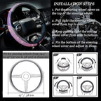 New Diamond Leather Steering Wheel Cover with Bling Bling Crystal Rhinestones, Universal Fit 15 Inch Car Wheel Protector for Women Girls Purple Diamond